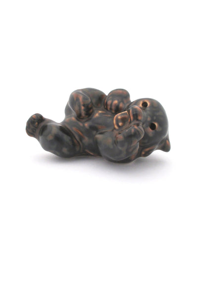 profile Royal Copenhagen Denmark vintage ceramic stoneware bear cub #3 by Knud Kyhn lying on side