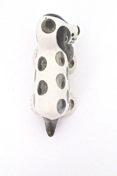 detail Lisa Larson Gustavsberg Sweden vintage ceramic Sleepy Spotted Spaniel Kennel 1972 series