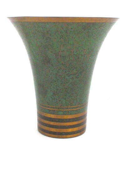 Carl Sorensen USA art deco bronze trumpet vase at Samantha Howard Vintage