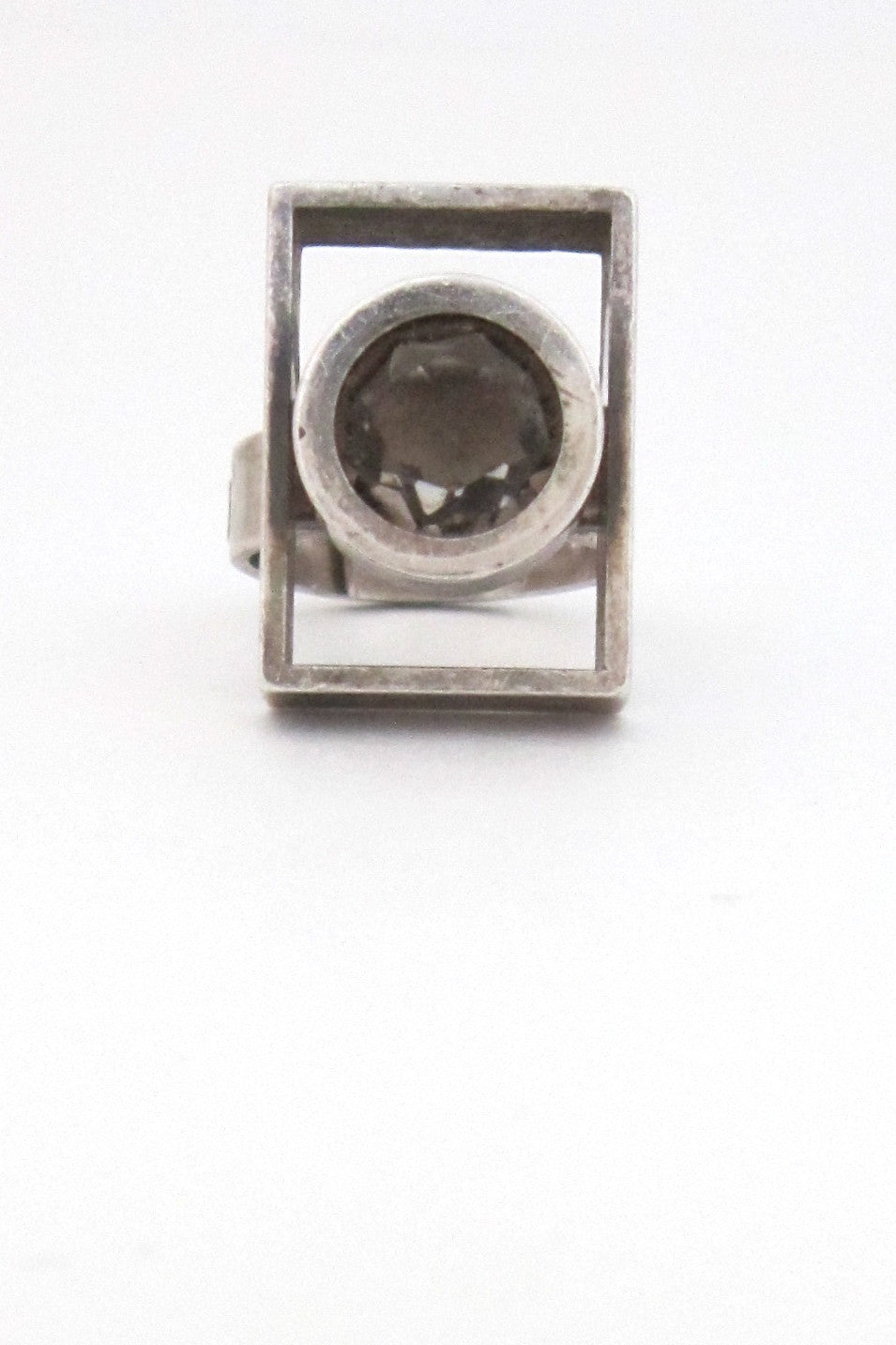 Elis Kauppi for Kupittaan Kulta, Finland vintage silver & smoky quartz ring