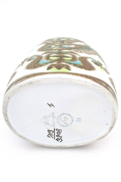 Royal Copenhagen yellow & turquoise Baca bird vase