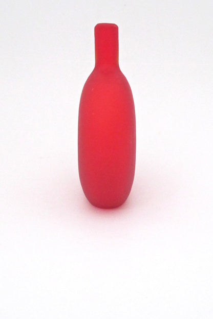 profile Oiva Toikka for Nuutäjarvi Finland vintage glass Pro Arte Maniskkapaikka Strawberry Place orange red vase