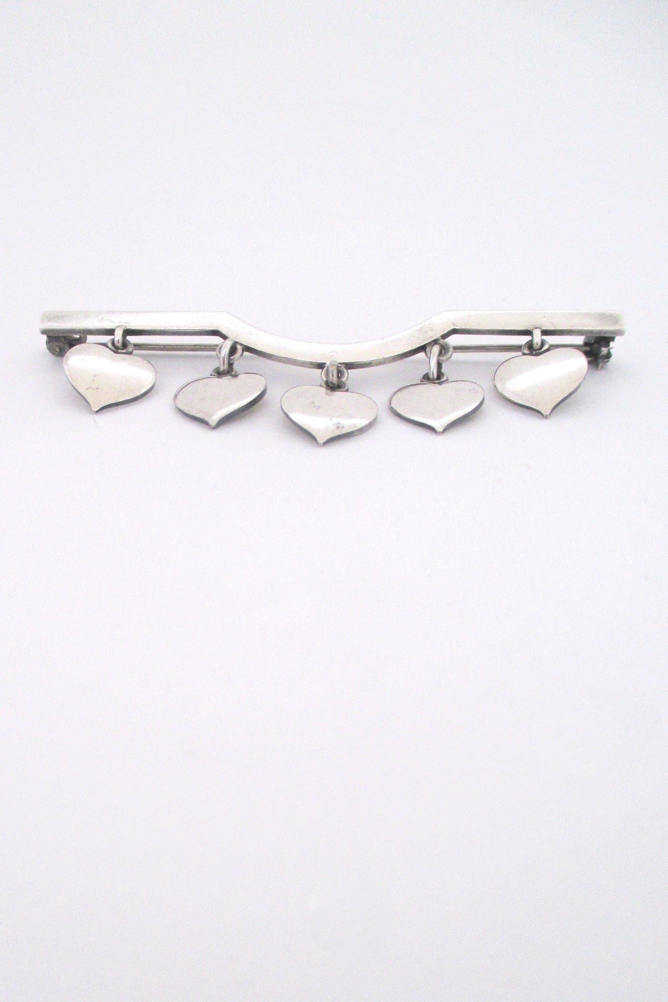 Hans Hansen large kinetic 'aligned hearts' brooch