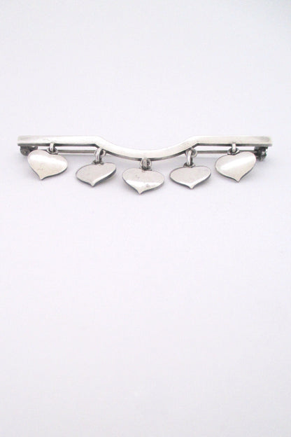 Hans Hansen large kinetic 'aligned hearts' brooch
