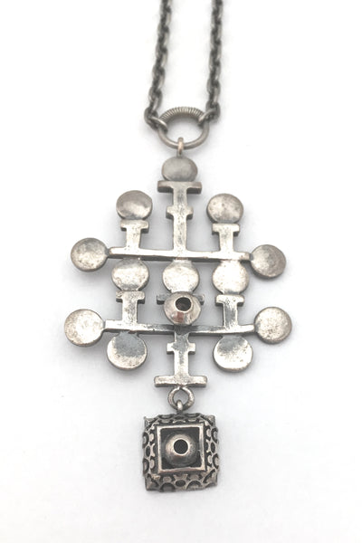 detail Pentti Sarpaneva Finland large vintage silver mid century kinetic pendant necklace Scandinavian design