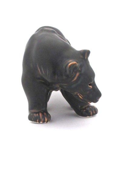 detail Royal Copenhagen Denmark vintage ceramic matte glazed stoneware large bear by Knud Kyhn rare