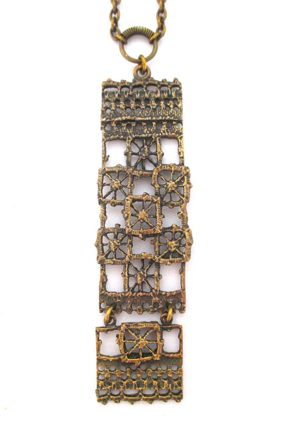 Pentti Sarpaneva long bronze kinetic 'Pitsi' necklace