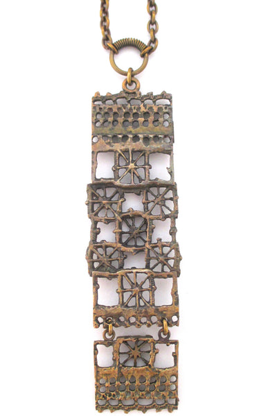 Pentti Sarpaneva long bronze kinetic 'Pitsi' necklace