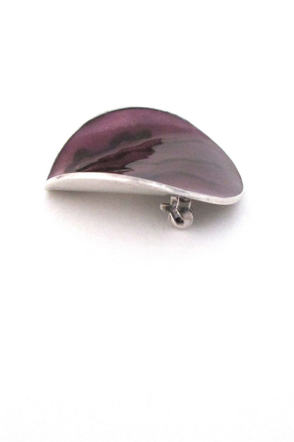 Einar Modahl Norway vintage silver and enamel purple brooch 