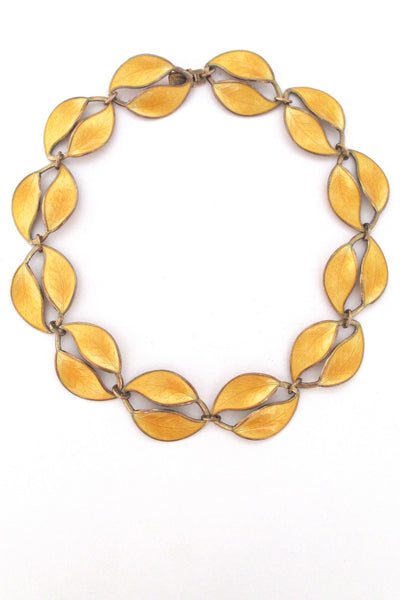 sterling and enamel large double leaf David Andersen necklace at Samantha Howard Vintage