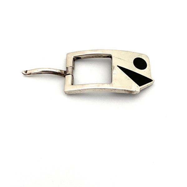 Antonio Pineda silver & black enamel buckle