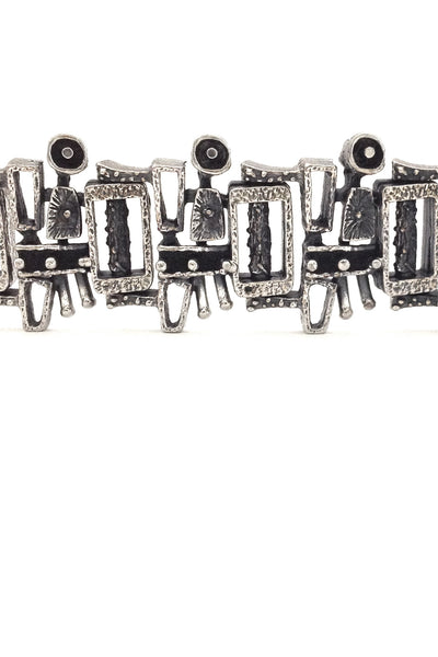 Guy Vidal Canada vintage brutalist pewter complex surfaces link bracelet