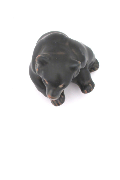 detail Royal Copenhagen Denmark vintage ceramic stoneware bear cub #2 by Knud Kyhn sitting