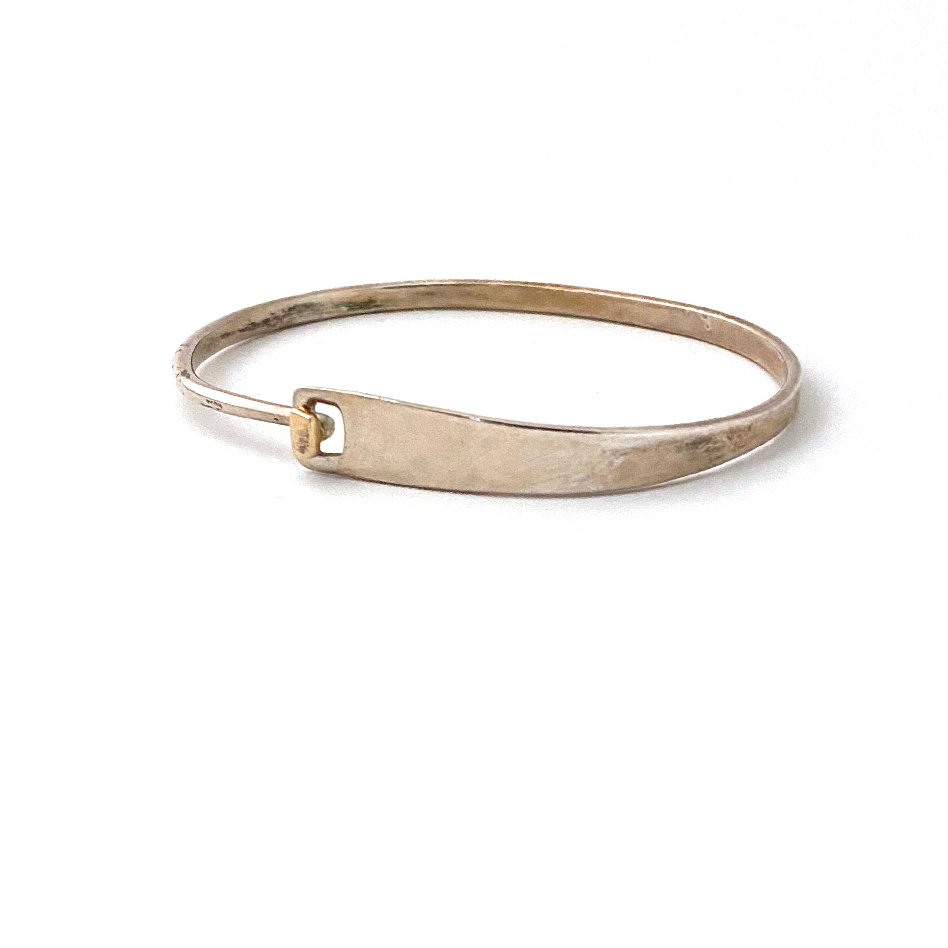 catch profile Ed Levin USA vintage silver 14k gold bracelet Modernist jewelry design
