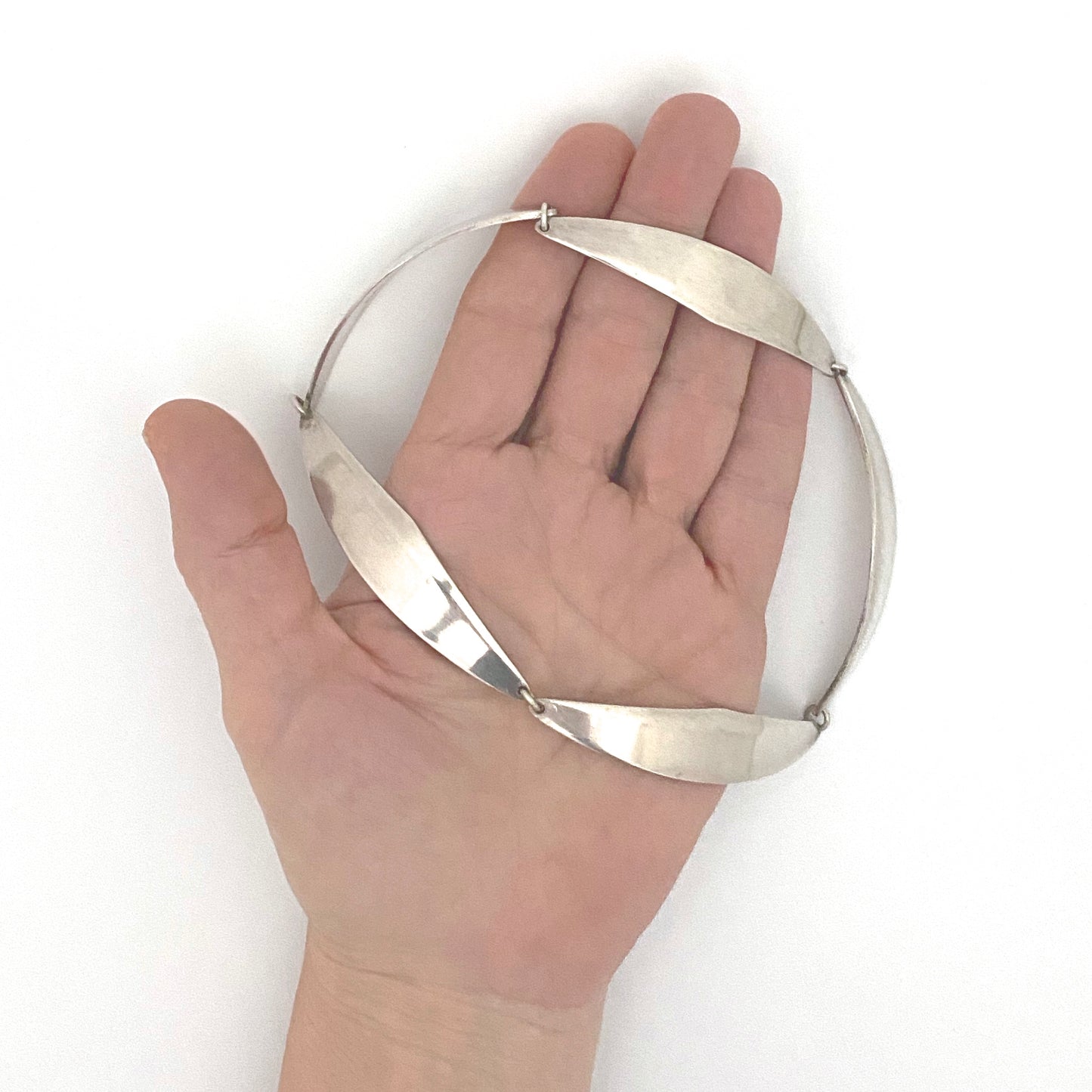 scale Bent Knudsen Denmark vintage silver heavy link choker necklace 64 Scandinavian Modernist jewelry design