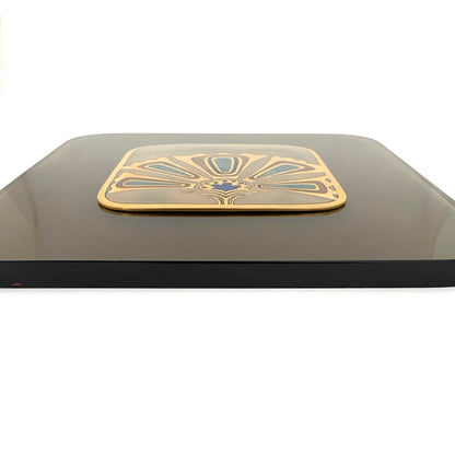 profile de Passille Sylvestre Canada vintage enamel acrylic wall plaque Modernist design