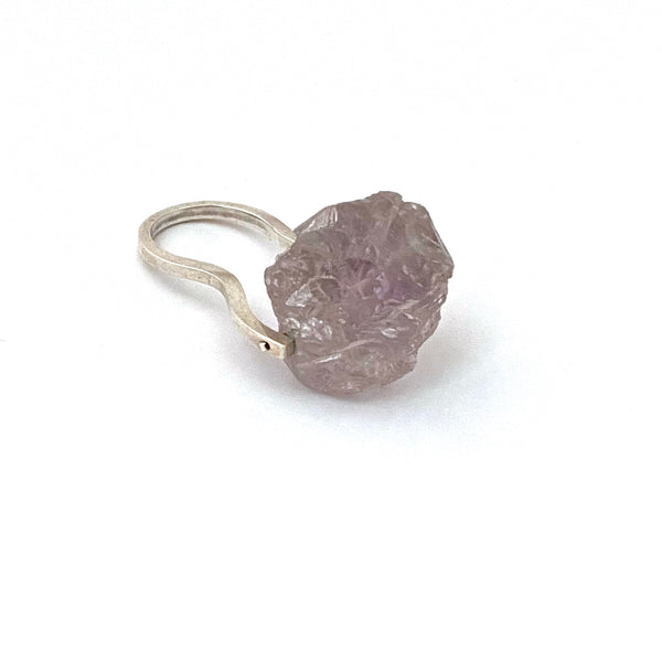 extra large silver & pale natural amethyst ring