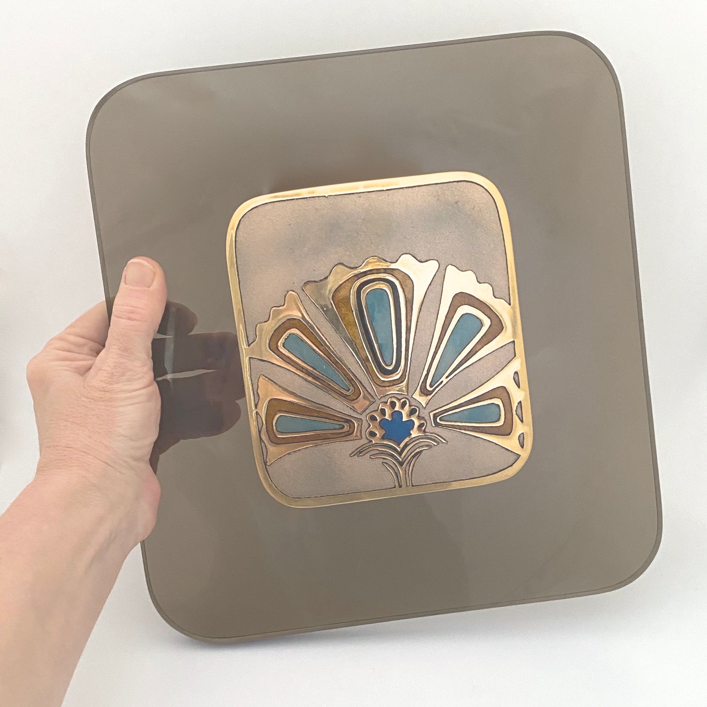 scale de Passille Sylvestre Canada vintage enamel acrylic wall plaque Modernist design
