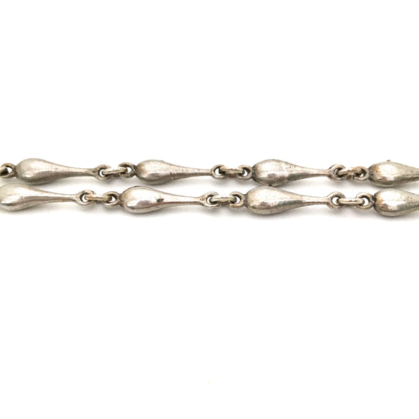 detail Georg Jensen Denmark vintage silver large pendant necklace on matching chain Scandinavian Modernist jewelry design