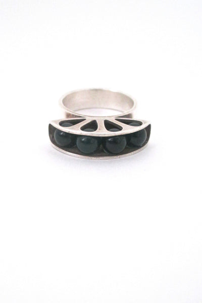 Elis Kauppi for Kupittaan Kulta chrysoprase 'fan' ring