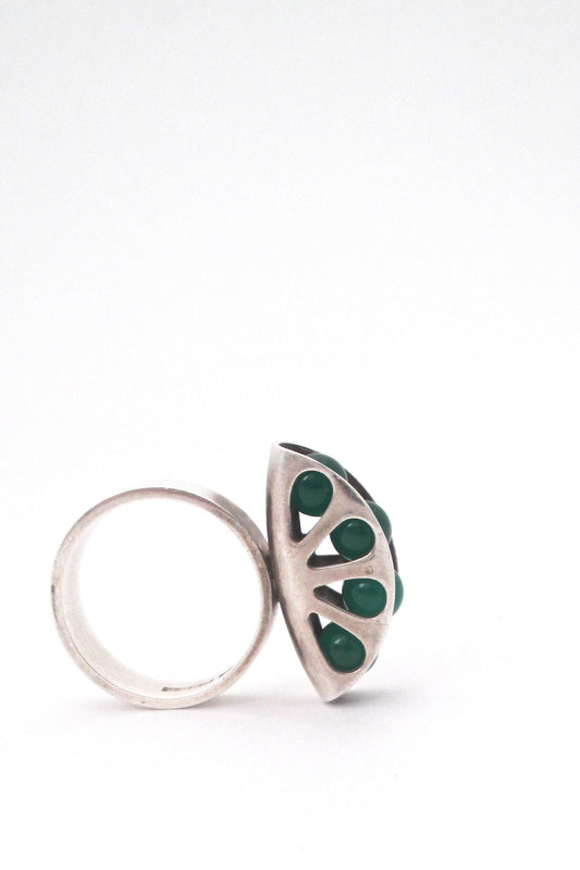 profile Elis Kauppi Kupittaan Kulta Finland vintage Scandinavian Modern chrysoprase ring Nordic design