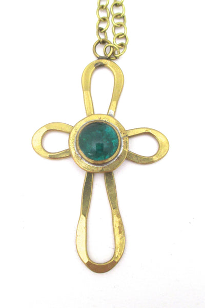 Rafael Canada pendant necklace - cross with grass green stone
