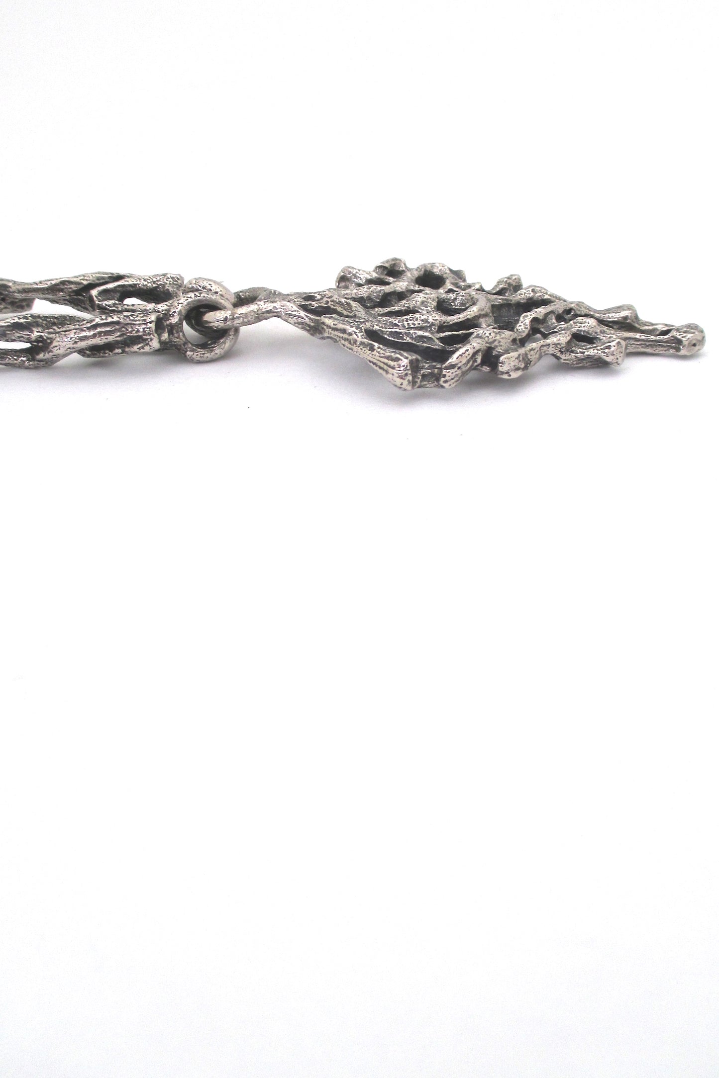 profile Robert Larin Canada vintage brutalist pewter bib necklace