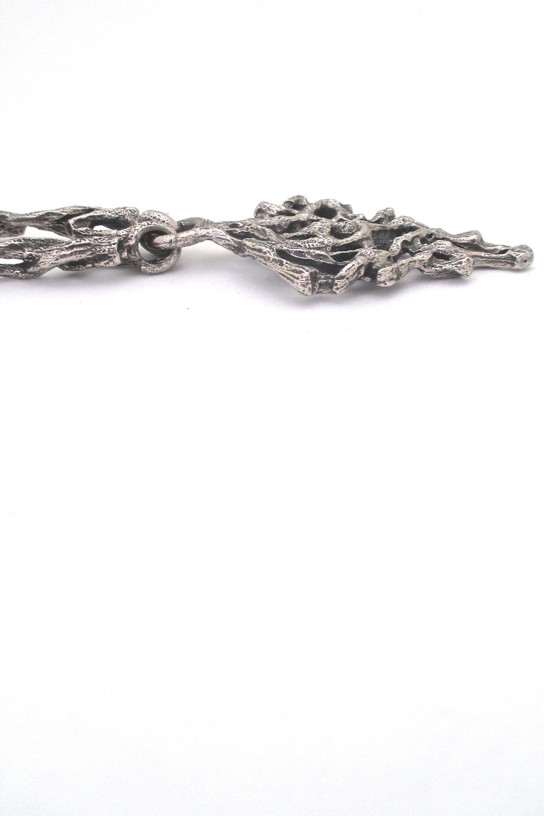 profile Robert Larin Canada vintage brutalist pewter bib necklace
