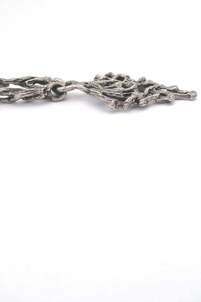 profile Robert Larin Canada vintage brutalist pewter bib necklace