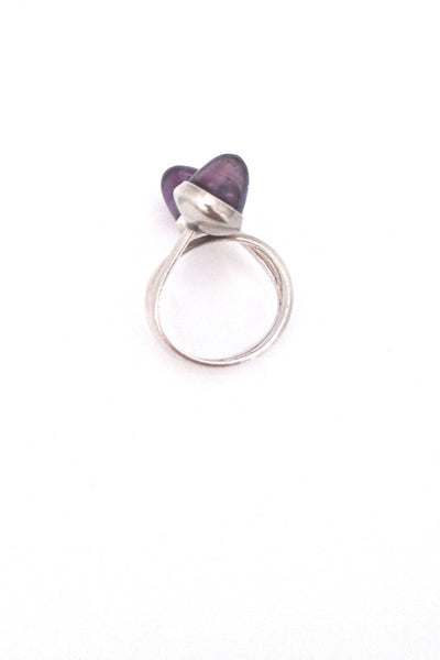 detail Niels Erik N E From Denmark vintage silver mid century modernist amethyst ring