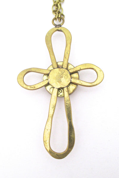 Rafael Canada pendant necklace - cross with grass green stone