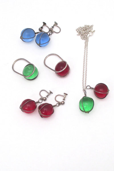 Bent K Knudsen Denmark vintage silver and glass earrings rings pendants