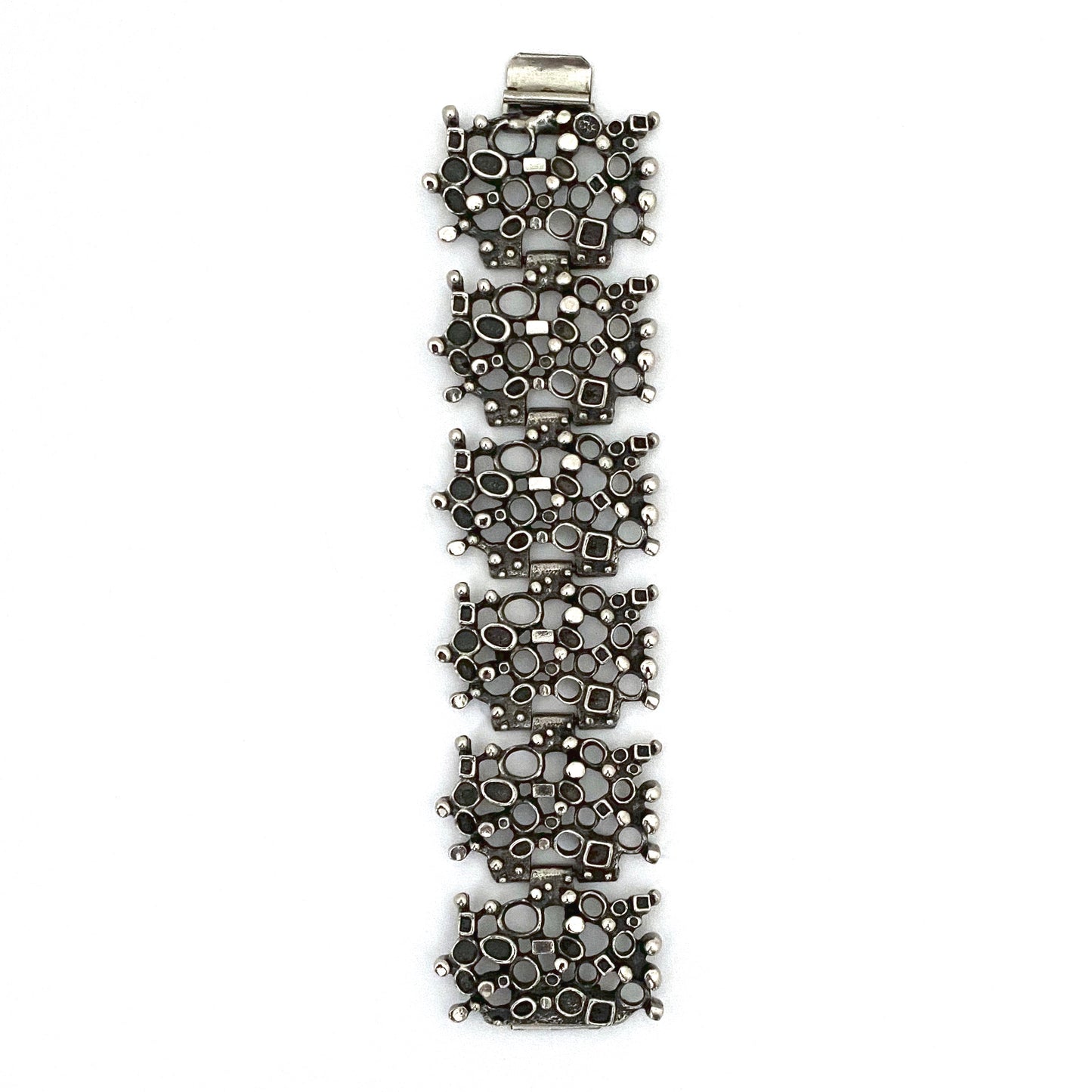Robert Larin extra wide brutalist pewter openwork bracelet