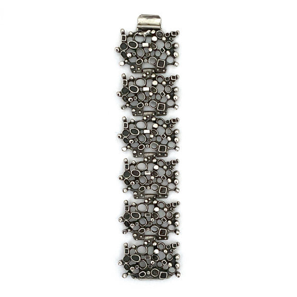 Robert Larin extra wide brutalist pewter openwork bracelet