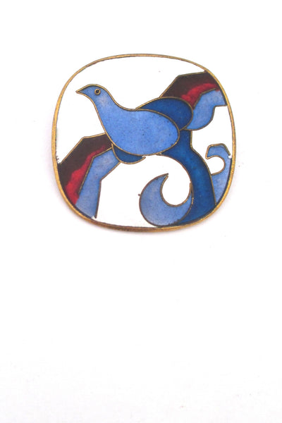 Scholz & Lammel Germany signed vintage matte enamel brooch Schibensky Perli Bunge