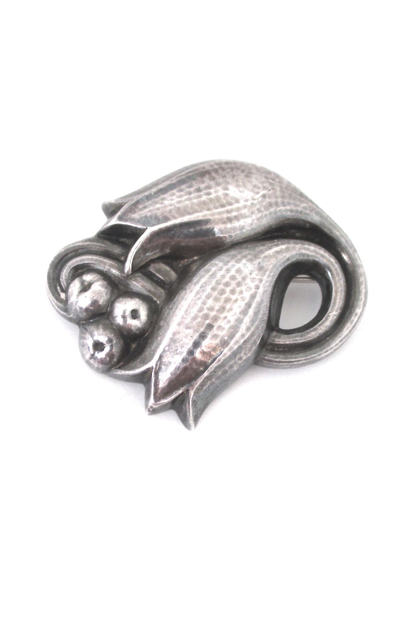 Georg Jensen large 'twin tulip' brooch 100C