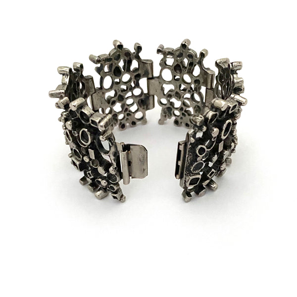 Robert Larin extra wide brutalist pewter openwork bracelet