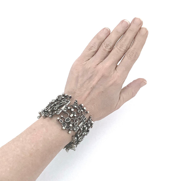 Robert Larin extra wide brutalist pewter openwork bracelet