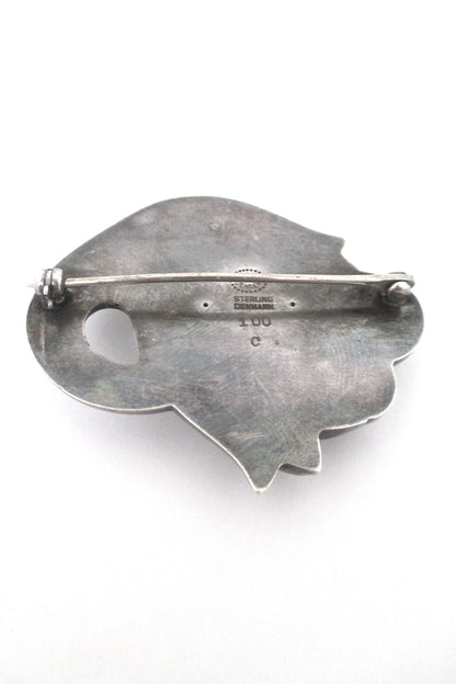 Georg Jensen large 'twin tulip' brooch 100C