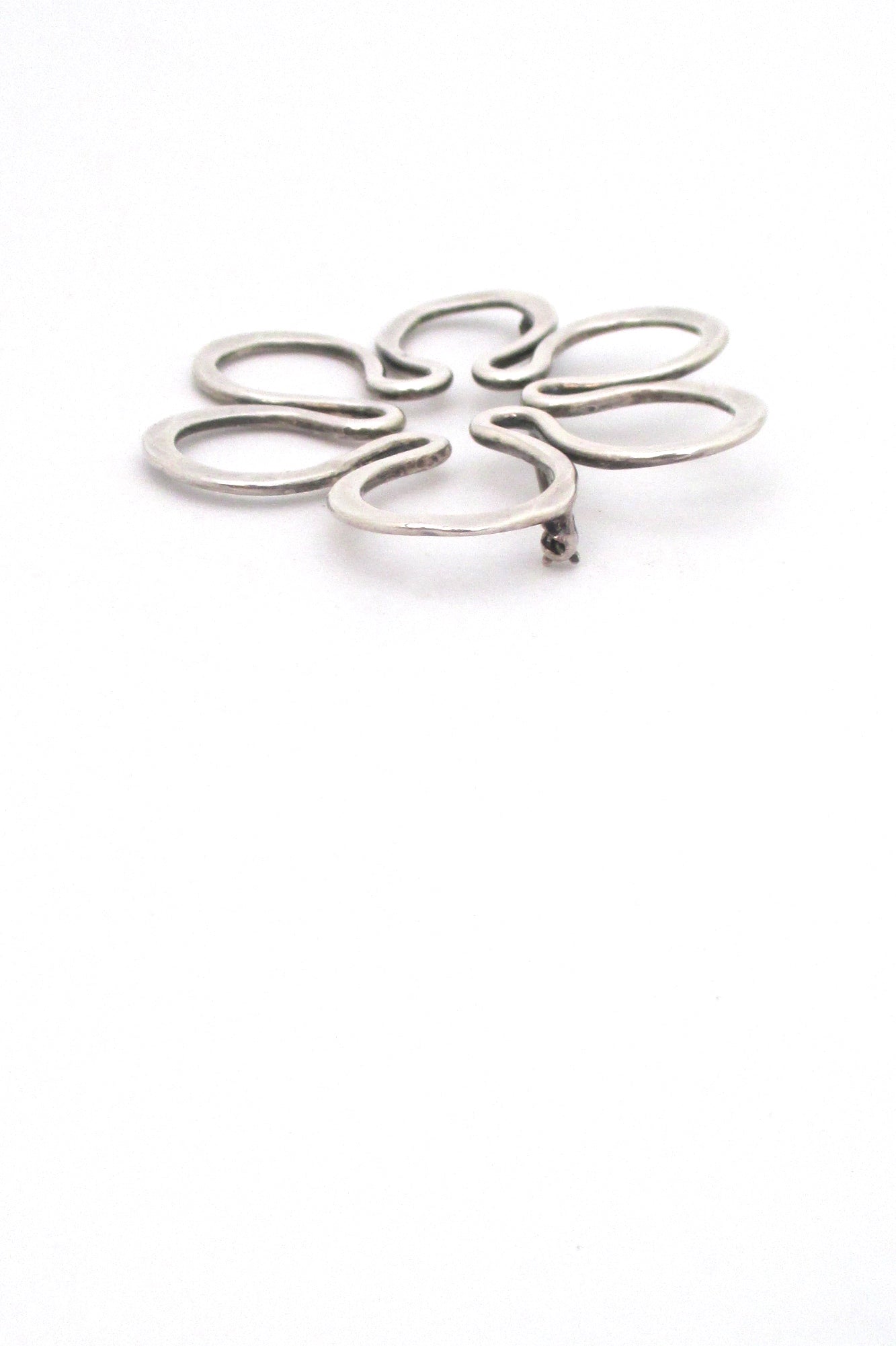John Lewis hammered silver brooch & earrings - set