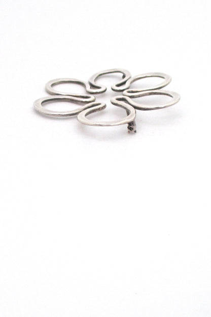 John Lewis hammered silver brooch & earrings - set