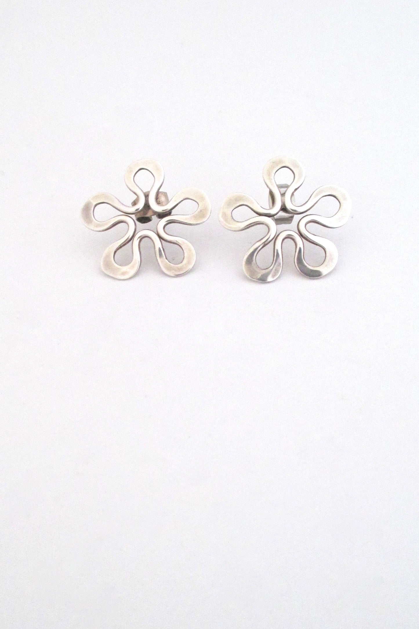 John Lewis hammered silver brooch & earrings - set