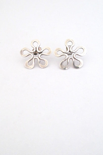 John Lewis hammered silver brooch & earrings - set