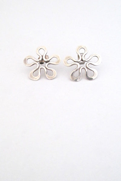 John Lewis hammered silver brooch & earrings - set
