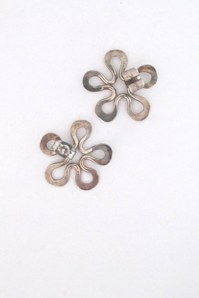 John Lewis hammered silver brooch & earrings - set