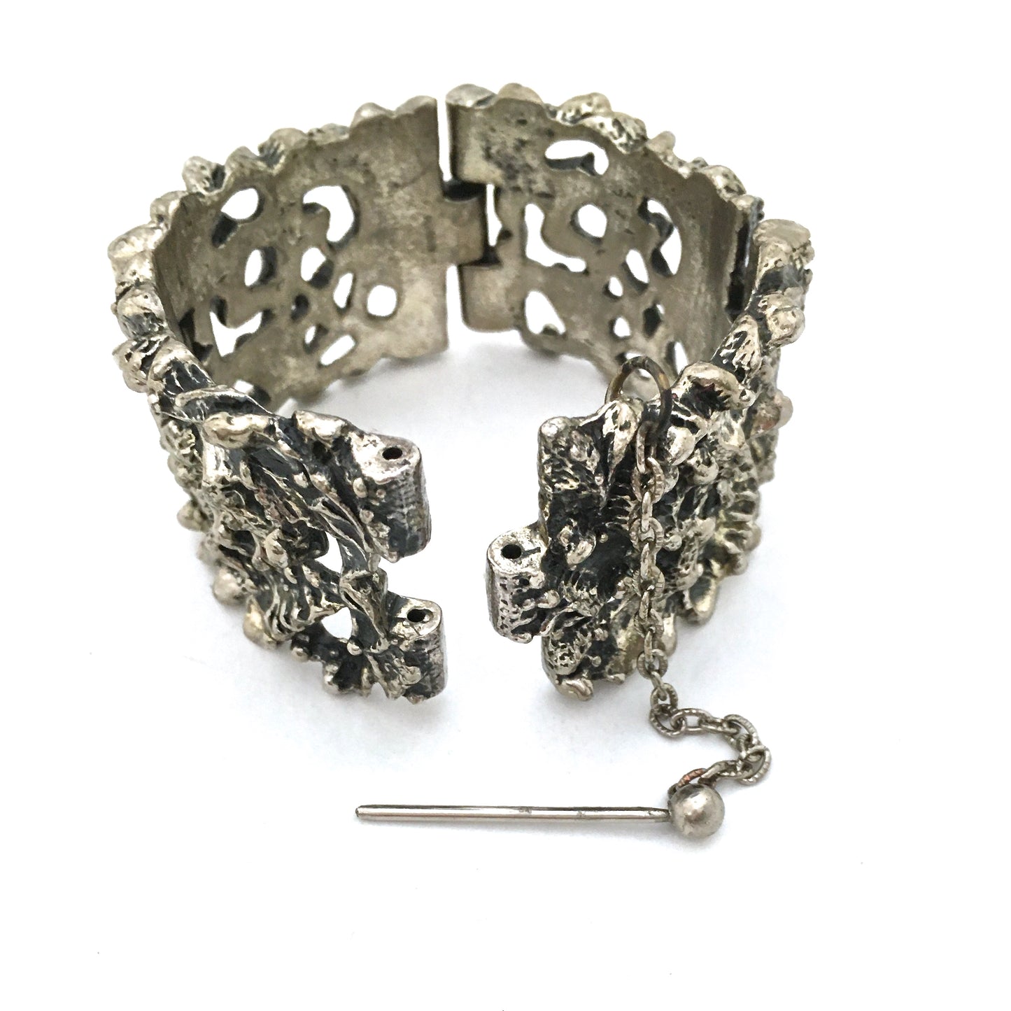 Robert Larin large, sculptural brutalist pewter bracelet