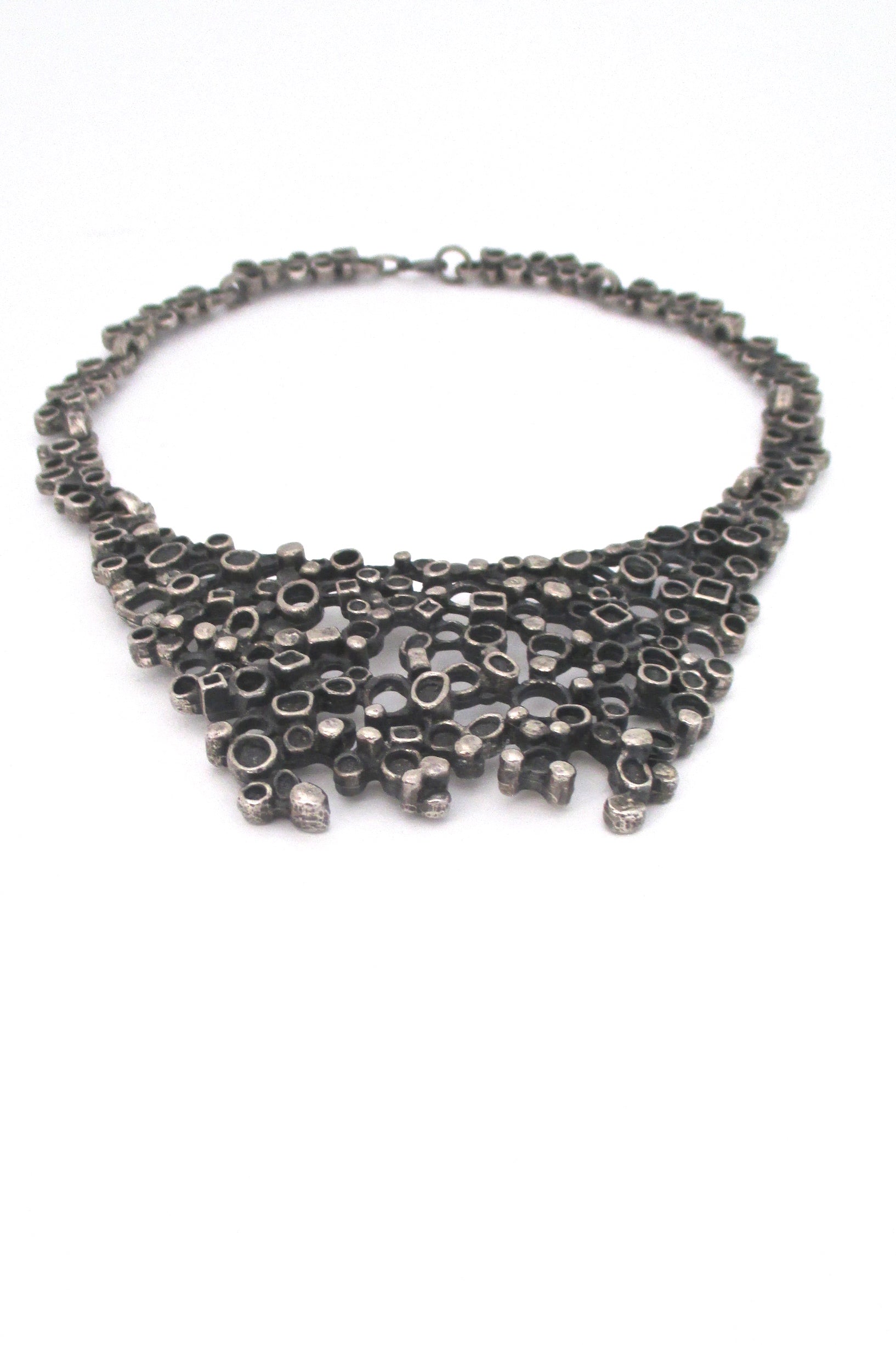 Robert Larin Canada vintage brutalist pewter extra large bib necklace