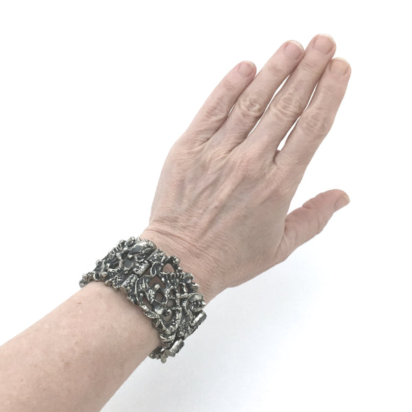 Robert Larin large, sculptural brutalist pewter bracelet