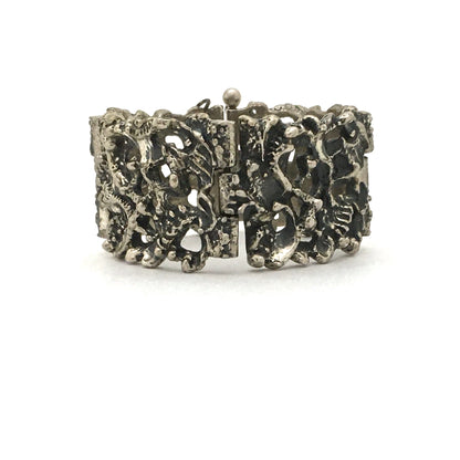 Robert Larin large, sculptural brutalist pewter bracelet