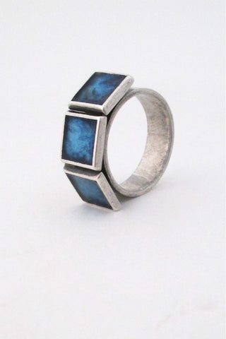 David-Andersen Norway vintage silver Nordic modern enamel ring